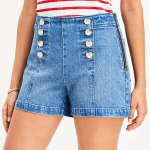 LOFT Blue Jean Shorts with White Buttons